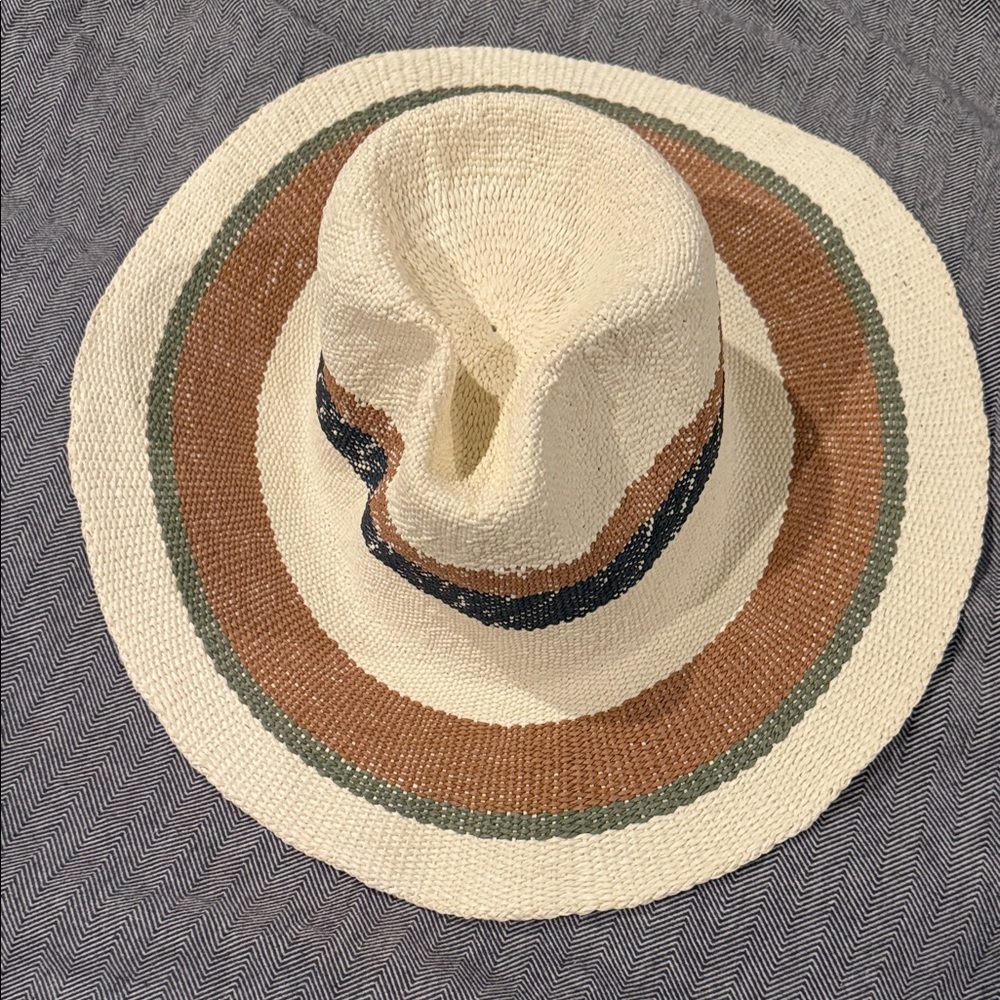 Stylish Straw Hat with Multicolor Bands